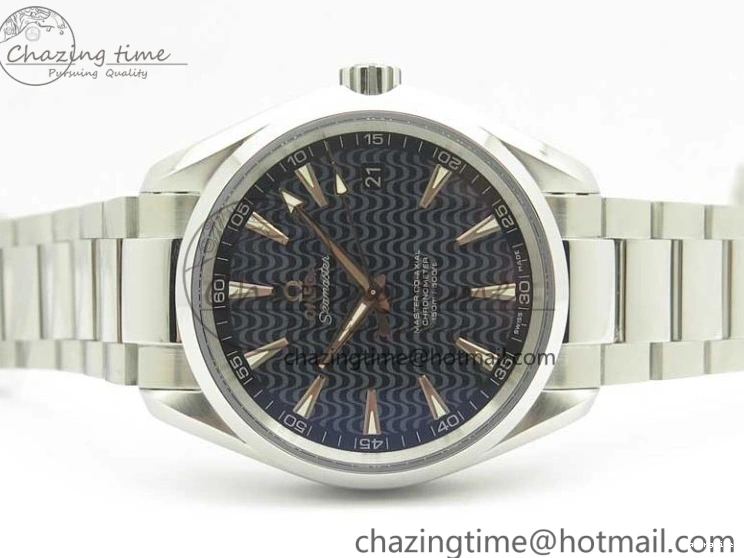 0228 FlexibleFit Aqua Terra 150M SS VSF 1:1 Best Edition Black Wave Textured Dial RG Hand on SS Bracelet A8500 Super Clone 8032